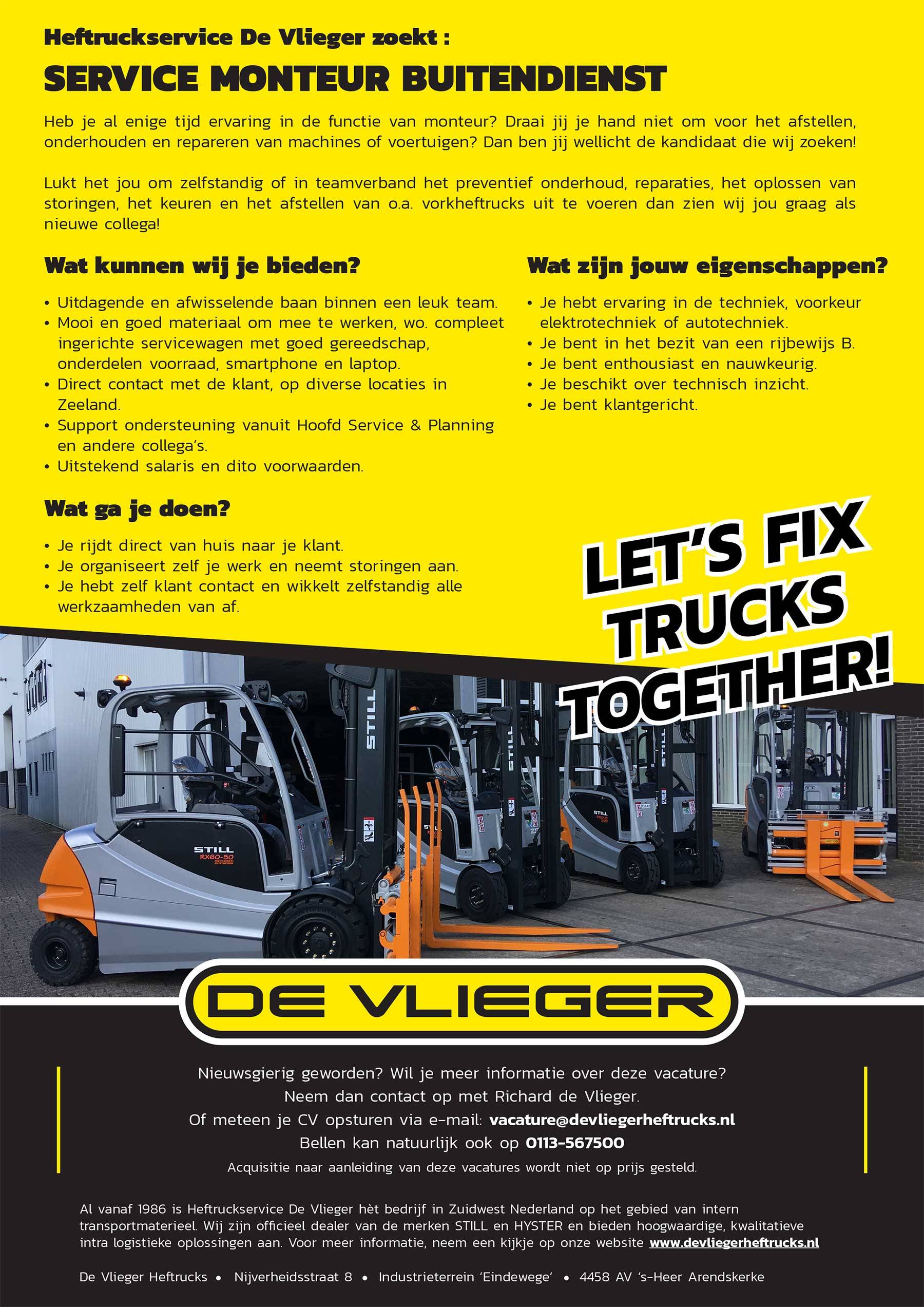 Vacature voor servicemonteur BUITENdienst